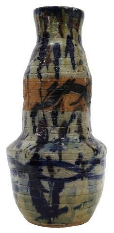 Appraisal: Studio art pottery vase polychrome glaze and texture in abstract