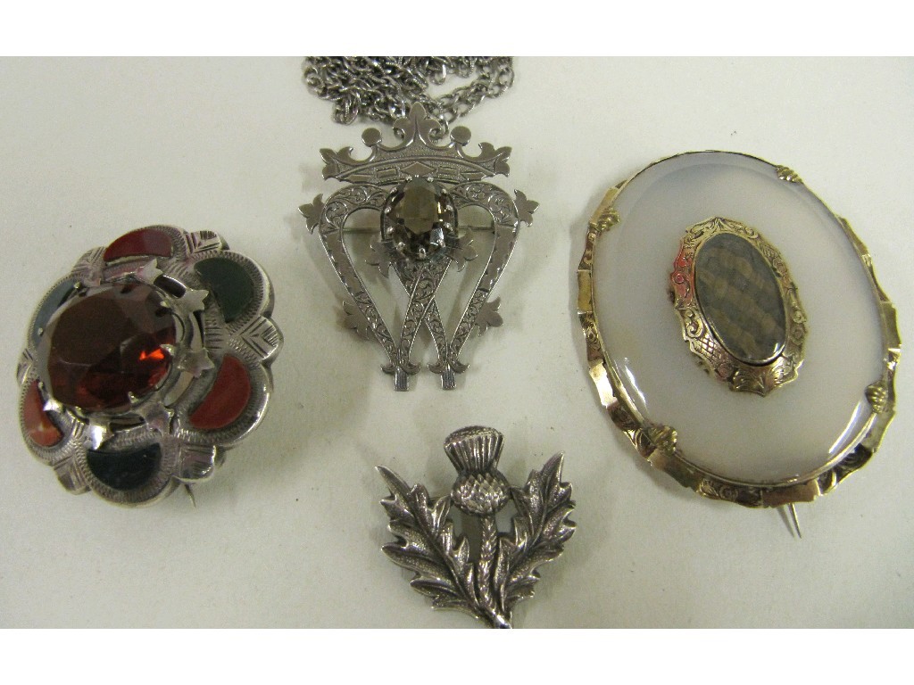 Appraisal: Lot comprising silver Luckenbooth brooch Victorian agate remembrance brooch silver