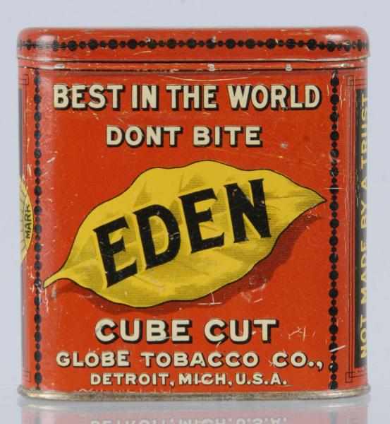 Appraisal: Eden Pocket Tobacco Tin Description Clear coated with minor restoration