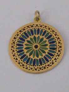 Appraisal: A French hallmarked carat gold plique-a-jour enamel pendant approx cm