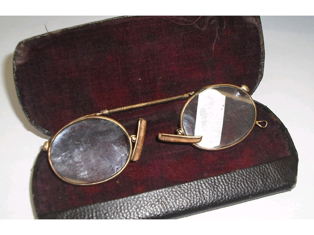 Appraisal: Pair of early ct spectacles in original case