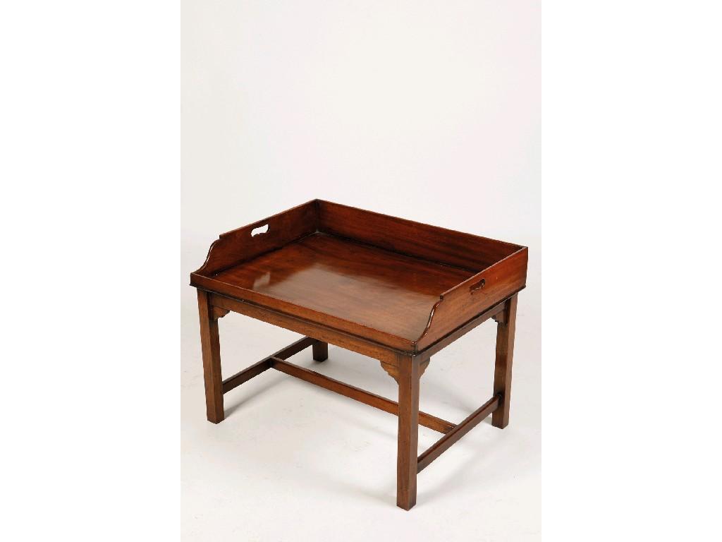 Appraisal: A GEORGE III MAHOGANY BUTLERS TRAY with three quarter border