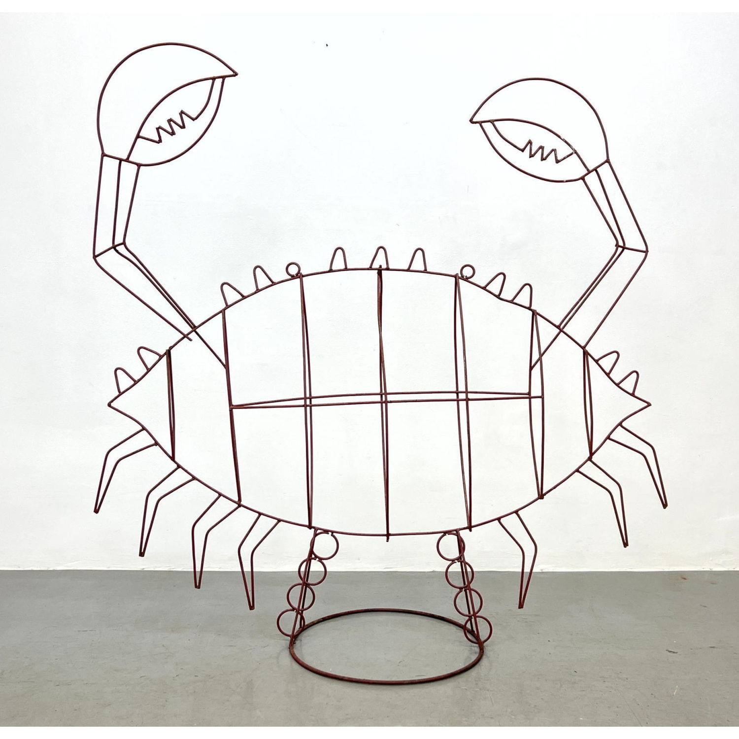 Appraisal: Large Oversized Outdoor Metal Crab Sculpture Welded Metal Rods Cancer