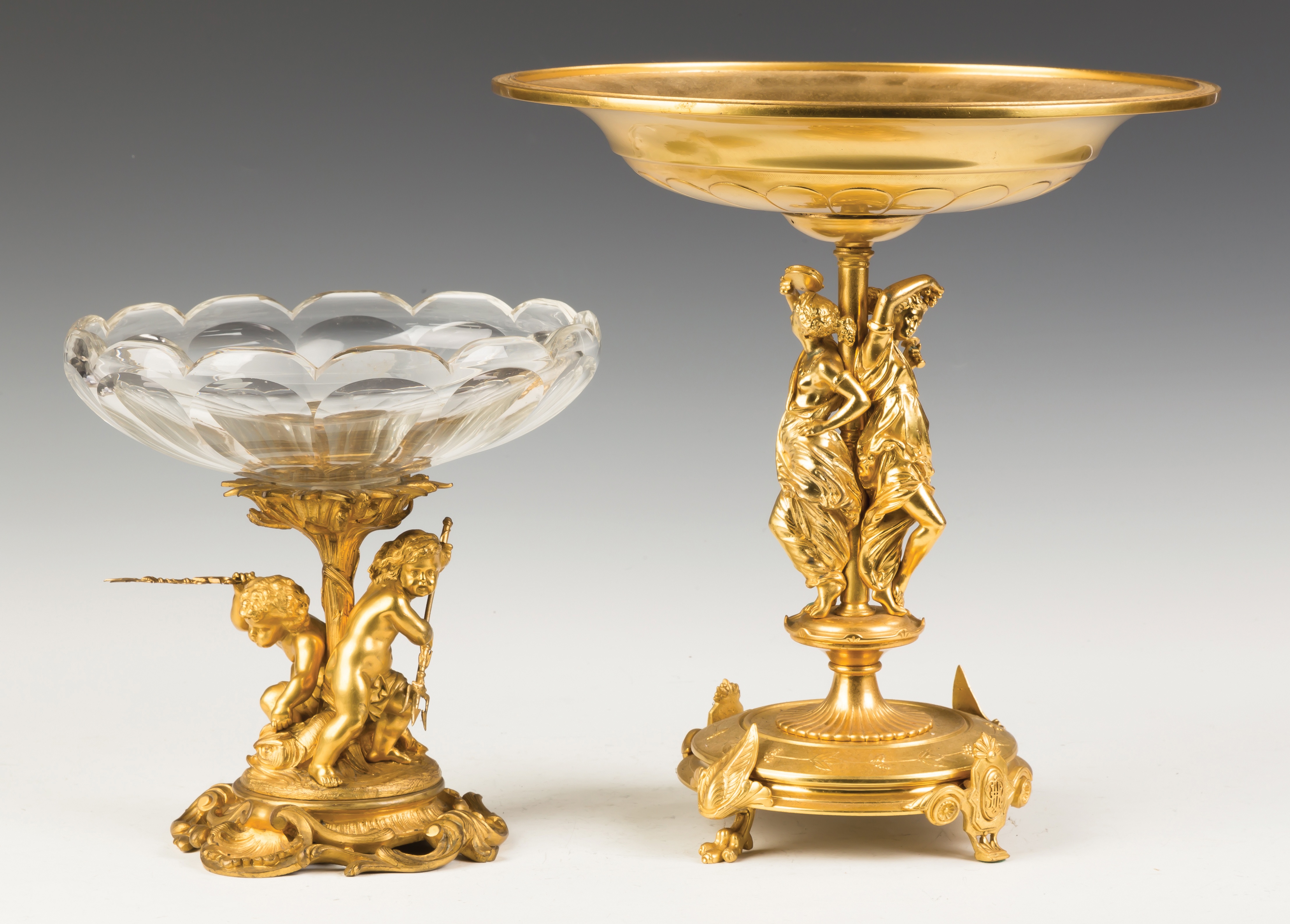 Appraisal: French Gilt Bronze and Cut Glass Compote th Century With