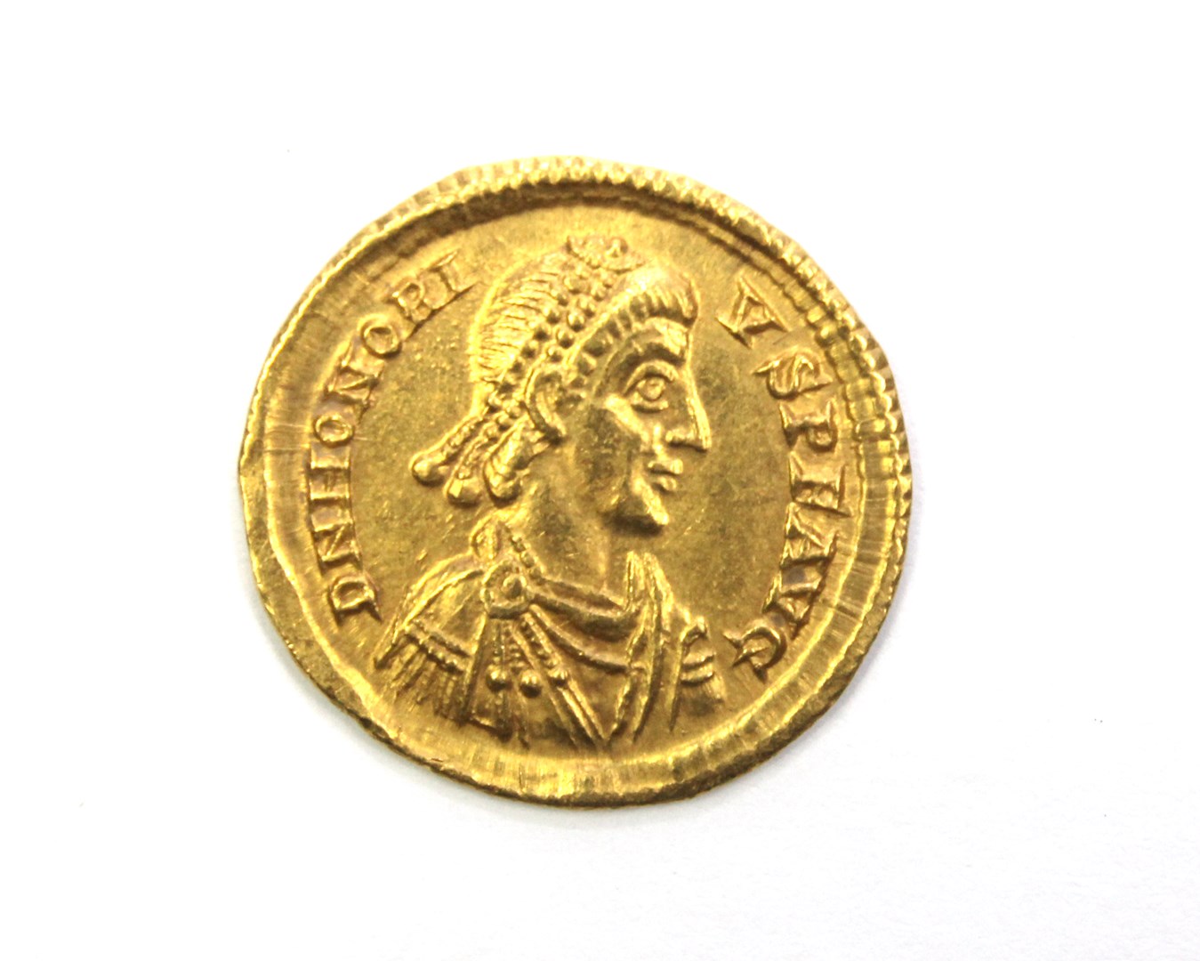 Appraisal: Roman Empire Honorius AD - gold Solidus Constantinople mint diademed