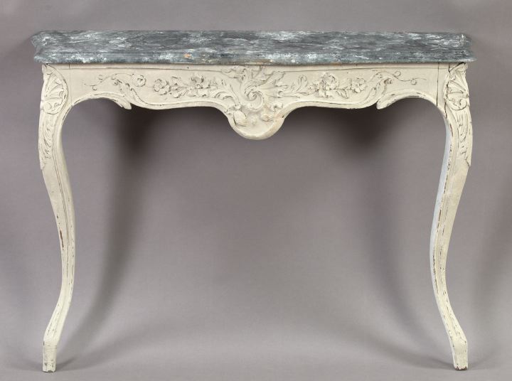 Appraisal: Louis XV-Style Carved and Polychromed Console Table late th century