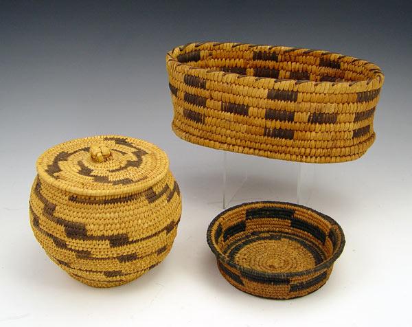 Appraisal: COLLECTION OF SOUTHWEST APACHE COILED BASKETS To include Covered basket