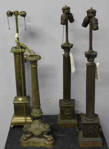 Appraisal: Table Lamp Lot Including Patinated White MetalColumns Along with a