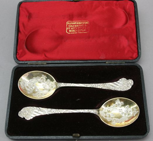 Appraisal: A fine pair of Victorian sterling silver berry spoons with