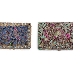 Appraisal: Two Continental Jeweled Silver Cases Late th Early th Century