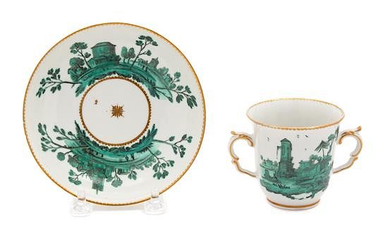 Appraisal: A Chelsea Porcelain Two-Handle Cup and Saucer Diameter of saucer