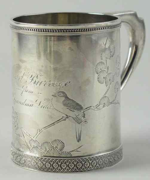 Appraisal: Tiffany Co Sterling Presentation Mugfinely engraved with presentation ''Harold Burrage