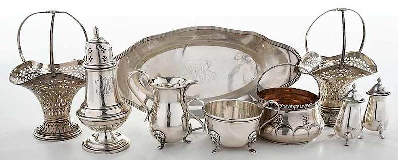 Appraisal: Nine pieces Sterling Hollowware American th century including Gorham bread