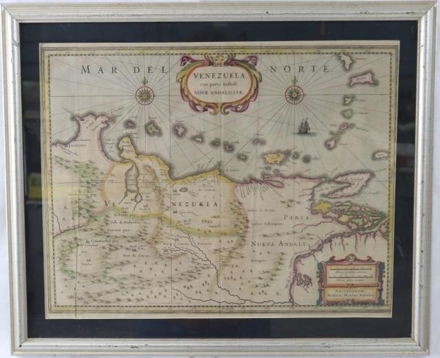 Appraisal: TH CENTURY COLORED MAP OF VENEZUELA BY HENRICUZHONDIUS II OF