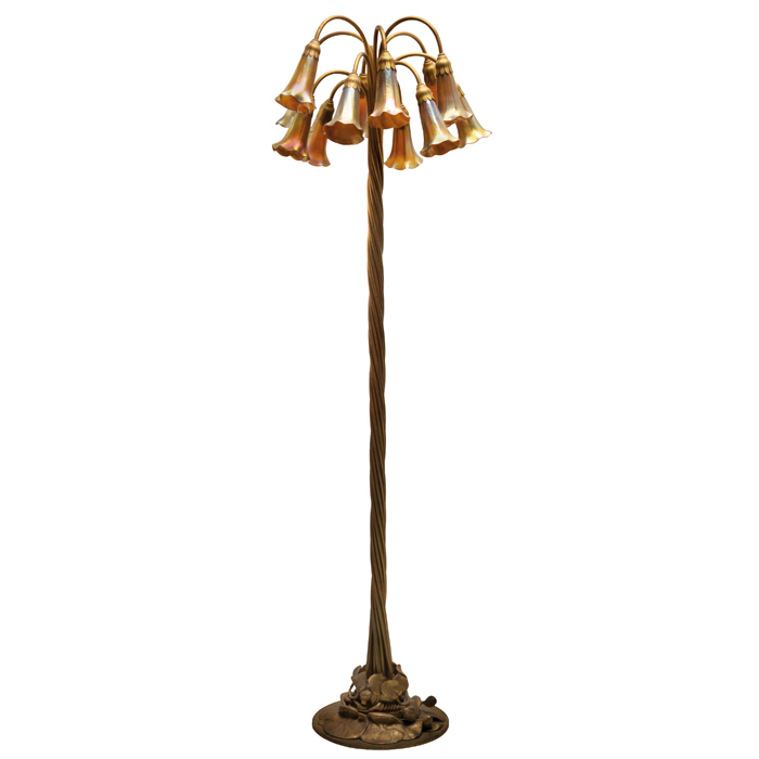 Appraisal: Exceptional Tiffany Studios floor lamp twelve-light lily bronze base and