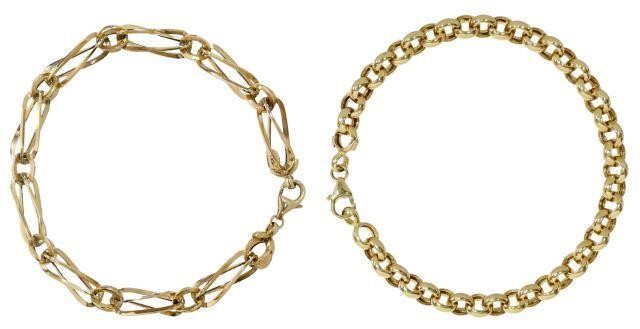 Appraisal: lot of Italian yellow gold bracelets including kt gold hollow