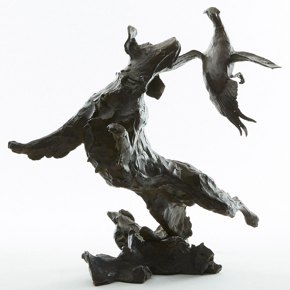 Appraisal: Kreg Harrison Bronze Sculpture Springer Spaniel L Kreg Harrison b