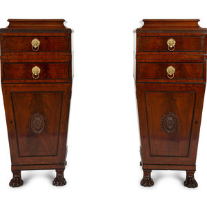 Appraisal: A Pair of Regency Mahogany Pedestal Cabinets Early th Century