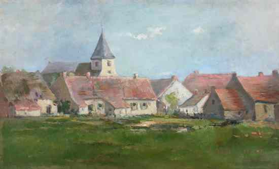 Appraisal: J DE HAEN Belgian th century VILLAGE signed and dated