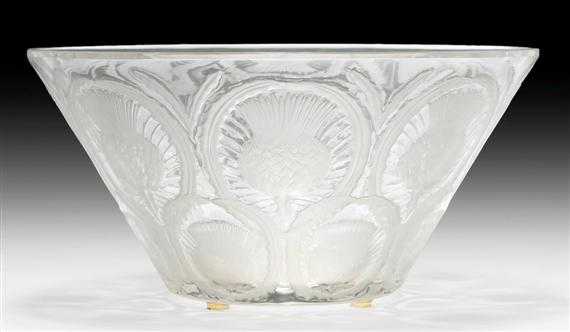 Appraisal: LALIQUE RENE BOWL circa White mould-pressed glass Signed Lalique France