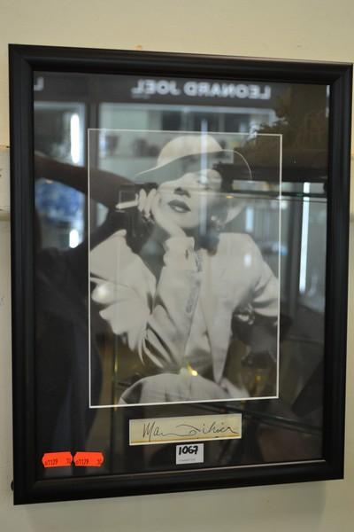 Appraisal: FRAMED SIGNATURE OF MARLENE DIETRICH NOT CERTIFIED