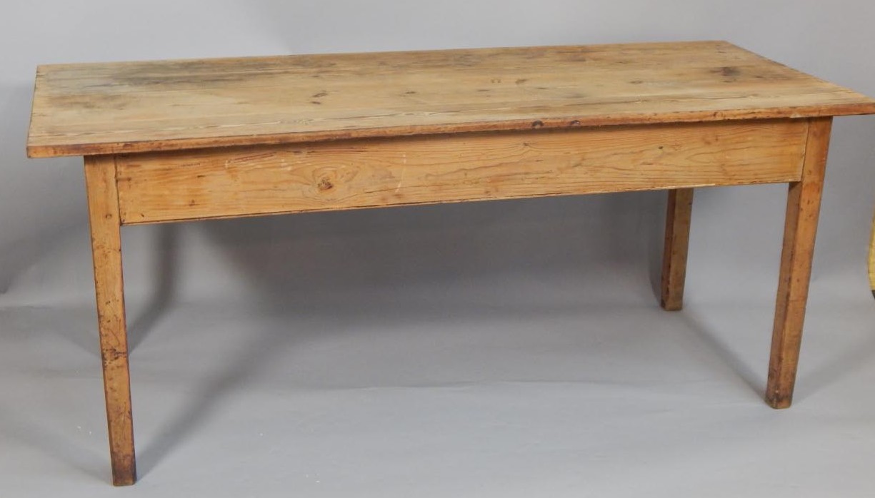 Appraisal: A Victorian pine scrub top table the rectangular four planked