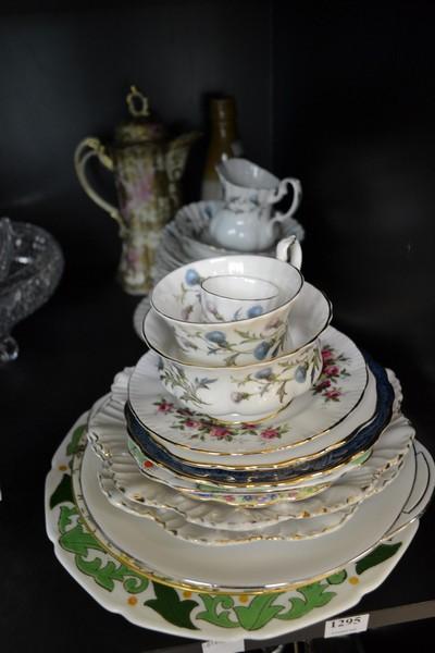 Appraisal: SHELF OF ASSORTED PORCELAIN INCL ROYAL ALBERT 'BRIGADON' WILLOW PATTERN