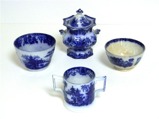 Appraisal: Flow blue covered octagonal sugar bowl with ''Indian'' pattern small