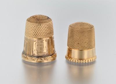 Appraisal: A Lot of Two Gold Thimbles Containing a larger thimble