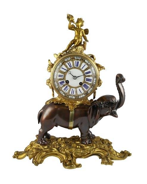 Appraisal: A parcel gilt and bronze elephant clock of Louis XV