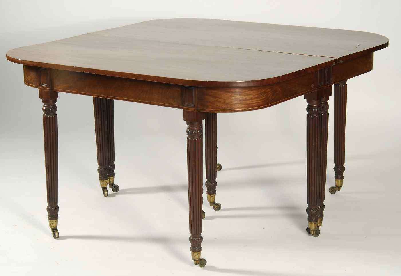 Appraisal: FEDERAL-STYLE DOUBLE-PEDESTAL BANQUET TABLEIn mahogany Each pedestal with three legs