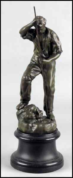 Appraisal: PATINATED METAL FIGURE OF A MAN H '' Condition No