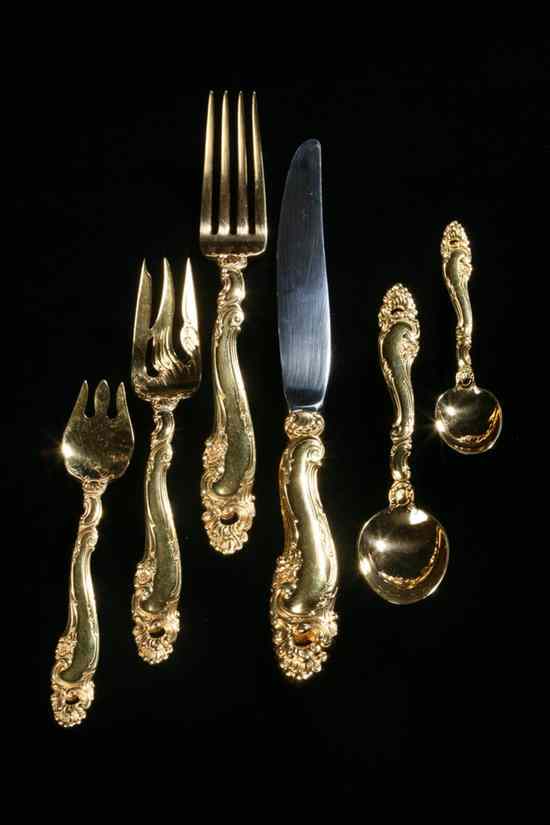 Appraisal: -PIECE GORHAM STERLING SILVER-GILT FLATWARE SERVICE ''Decor'' pattern Service for