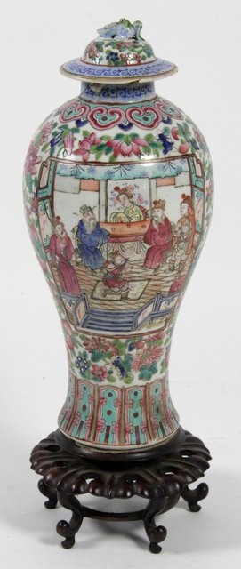 Appraisal: A Chinese th Century famille rose baluster vase and cover