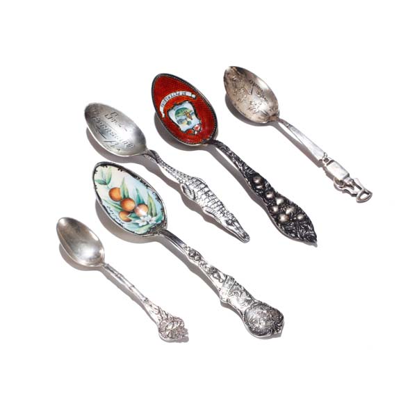 Appraisal: Lot of sterling Souvenir spoons Florida Arkansas Louisiana New Orleans