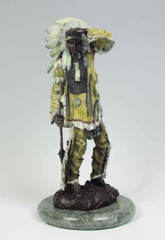 Appraisal: COLD PAINTED BRONZE AFTER CARL KAUBA Indian Warrior Chief with