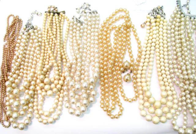 Appraisal: Group of vintage faux pearl necklaces seven count including some