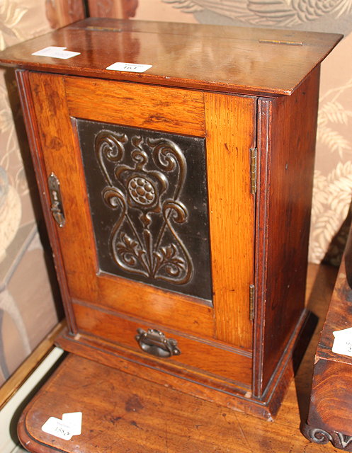 Appraisal: AN EARLY TH CENTURY ART NOUVEAU SMOKERS CABINET the lifting