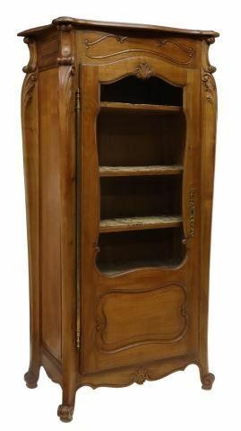 Appraisal: French Provincial Louis XV style fruitwood display cabinet th c