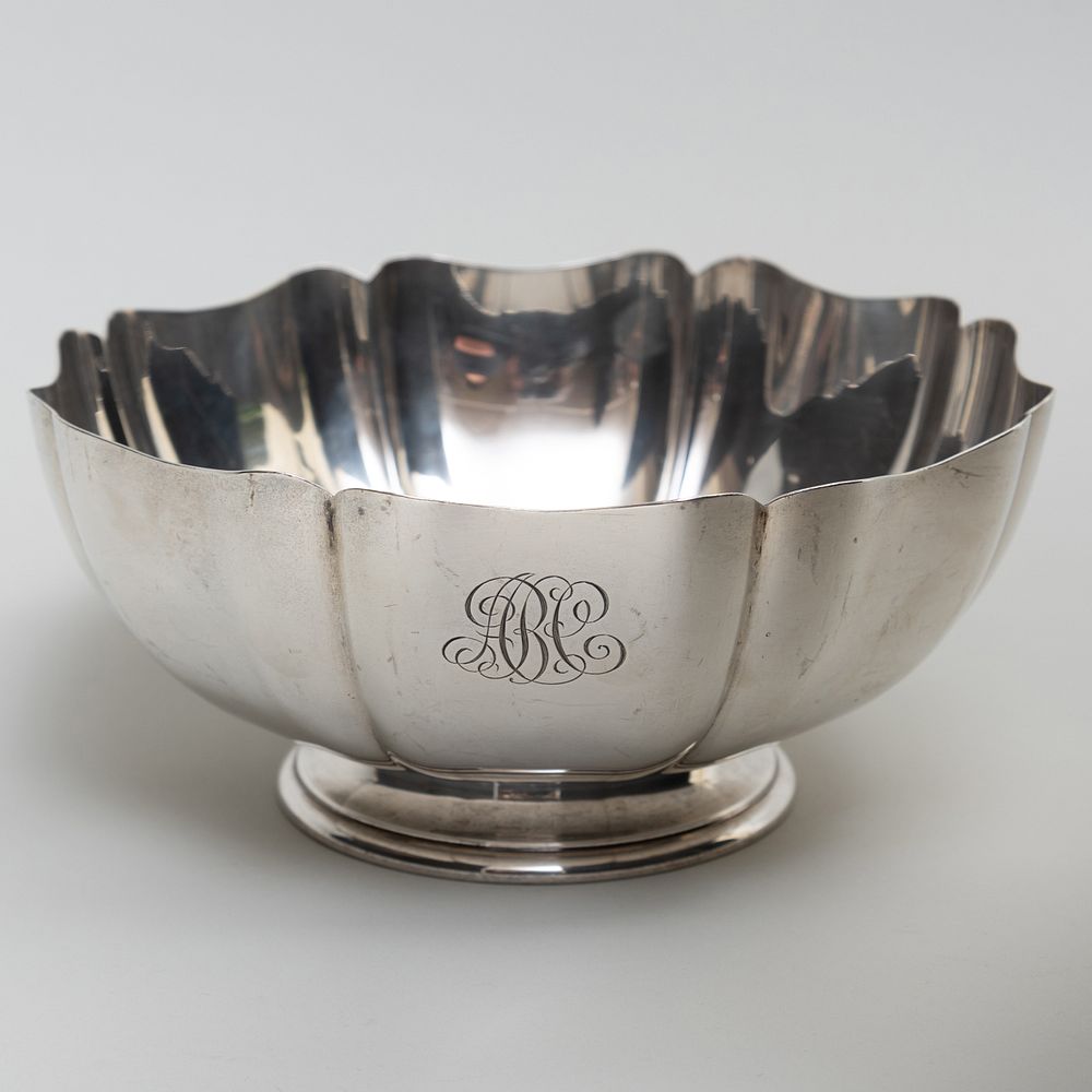 Appraisal: Gorham Silver Lobed Bowl Marked 'Sterling' monogrammed in diam oz