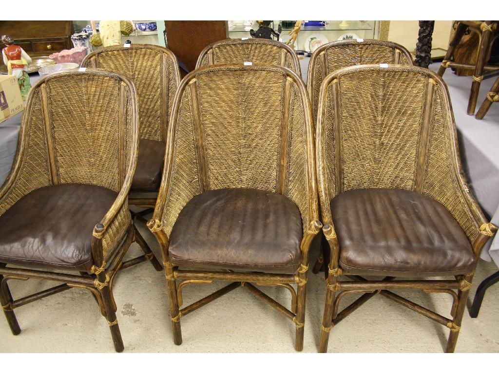 Appraisal: Set of eight Cane Design of Africa armchairs with drop-in