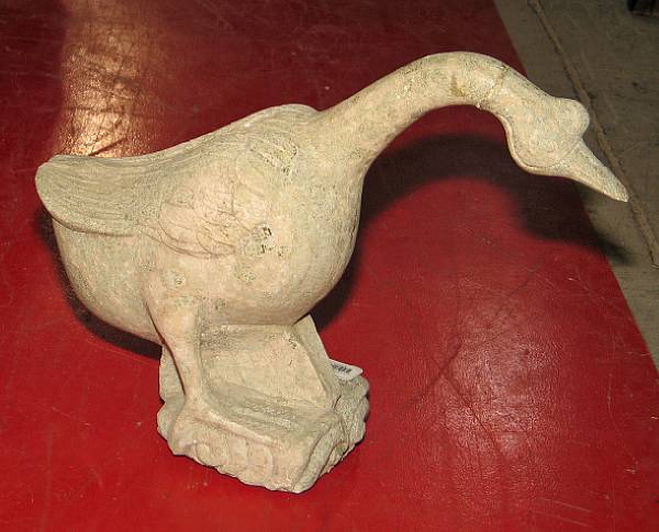 Appraisal: A carved stone model of a goose neck repaired length