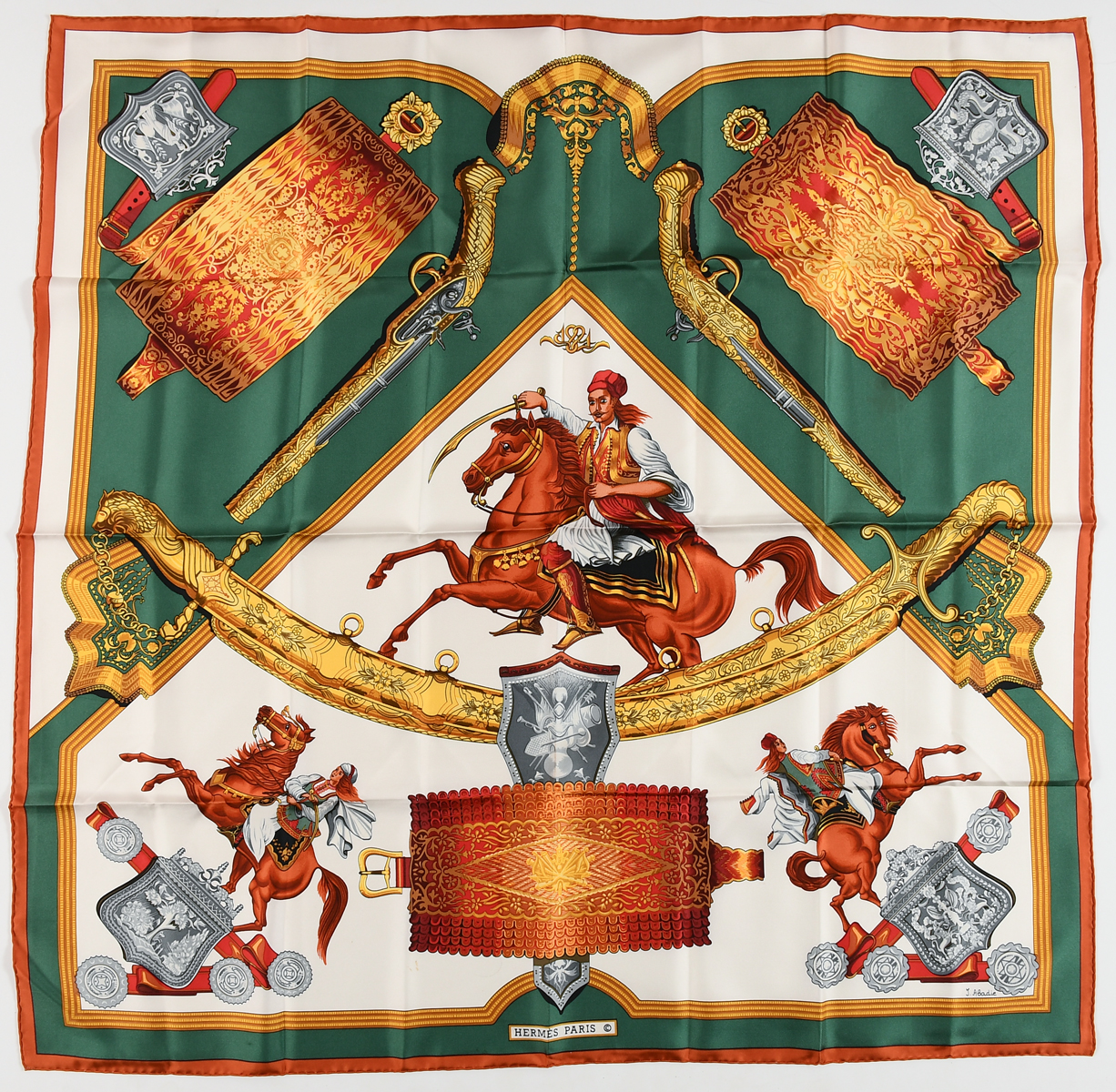 Appraisal: HERMES SILK J ABADIE SCARF Hermes scarf by J Abadie