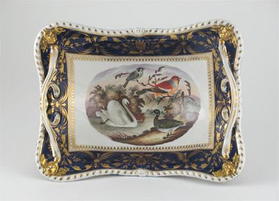 Appraisal: A Bloor Derby rectangular bowl painted with a panel of