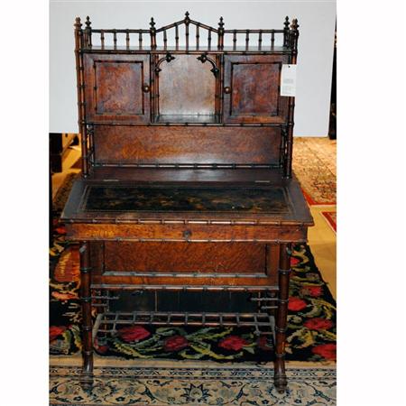 Appraisal: Victorian Bamboo Carved Walnut Desk Estimate -