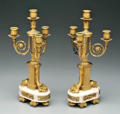 Appraisal: Pair Louis XVI style candelabra each with four cups mounted