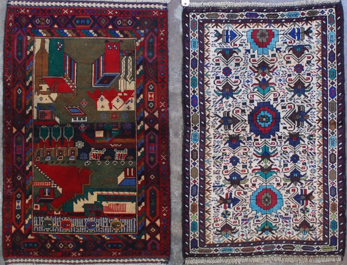 Appraisal: TWO AFGHAN BELOUCHI TRIBAL AREA RUGS both hand knotted including