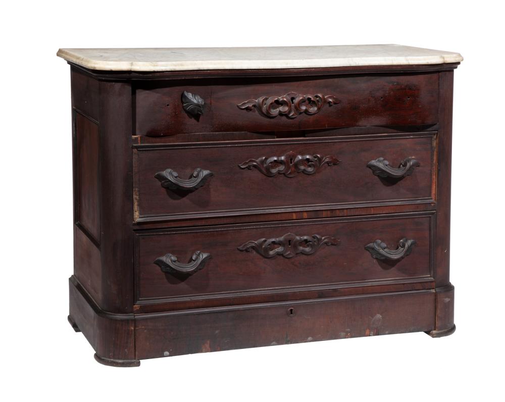 Appraisal: AMERICAN ROCOCO CARVED ROSEWOOD GRAINED DRESSERAmerican Rococo Carved Rosewood and