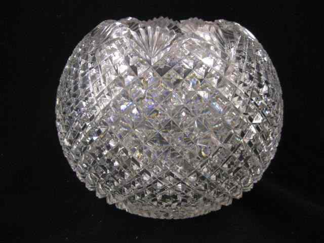 Appraisal: Brilliant Cut Glass Rose Bowl rectangular handled strawberry diamond design