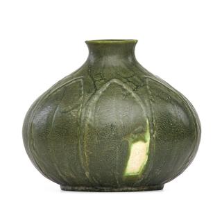 Appraisal: WILHELMINA POST GRUEBY Vase with leave WILHELMINA POSTGRUEBYVase with leaves